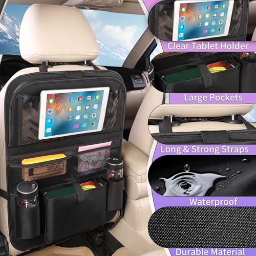Car BackSeat Organizer,2 Pack for Kids Car Organizer Kick Mats Kick Mats Back Seat Protector with Touch Screen Tablet Holder, for Kids, Car Travel Accessories, (2PACK)