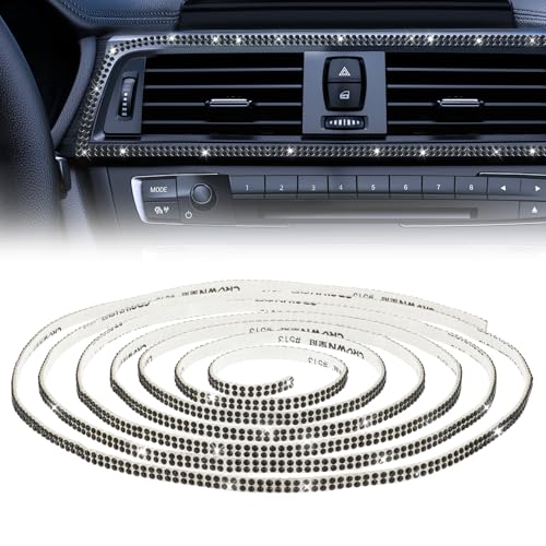 16.4Ft Bling Car Trim Self Adhesive Bling Rhinestone Car Accessories for Women Glitter Crystal Rhinestone Cars Interior Exterior Accessories Sticker DIY Cars Dashboard Diamond Decor for Women (Pink) - color: Black, size: 16.4Ft
