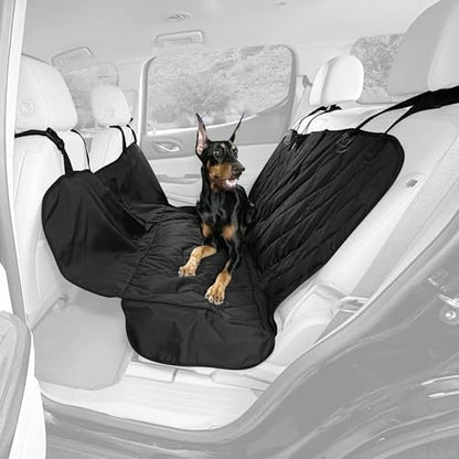 4Knines Dog Hammock for Cars, SUVs, and Small Trucks with Mesh Window (Regular, Black) – Rear Seat Cover for 60/40 Split Bench w/Armrest & Seatbelt Access – Heavy Duty, Waterproof, Easy to Install - color: Black
