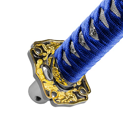 JDMBESTBOY Samurai Sword Blue White Shift Knob Shifter Alloy Katana Adapter Universal 20cm - color: Blue White, size: 20cm