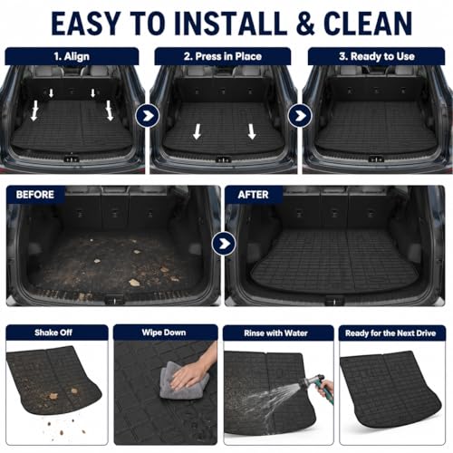 Trunk Mat Compatible with 2020-2025 2026 Kia Telluride Cargo Liner with Backrest Mat Cargo Mat, All-Weather TPE Interior Protectors Cargo Liner Seat Back Cover (Cargo Mat with Backrest Mats) - size: For Kia Telluride | Trunk Mat with Backrest Mat