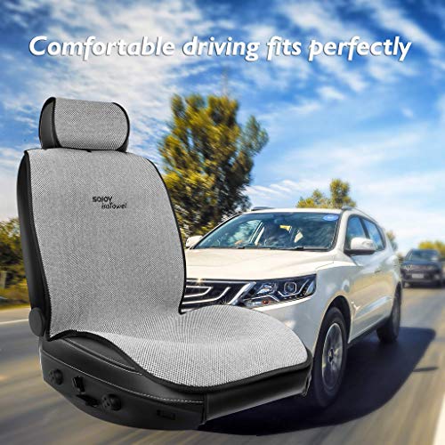IsoTowel Car Seat Cover for Front Seat,Breathable Fabric with Non-Slip Bottom,Comfort Car Seat Protector for Cold Weather (Black & White)