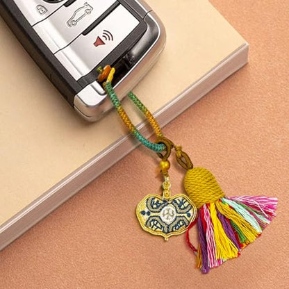 Handmade Tassel Keychain for Car Keys, Purse, Bag Charm Accessory, Bohemian Fringe Pendant Gift - color: Lucky Heart Tassel Charm