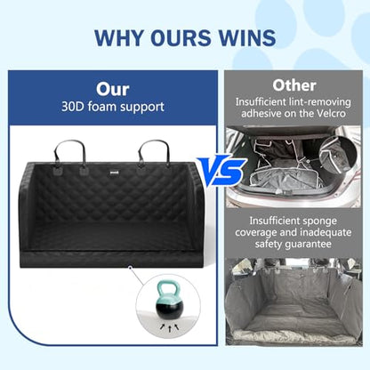 Pecute SUV Cargo Liner for Dogs, Water Resistan Pet Trunk Cover with Soft Cushion, Non-Slip Dog Back Seat Mat for SUVs Sedans with Bumper Flap Protector, Padded, Black - size: XL
