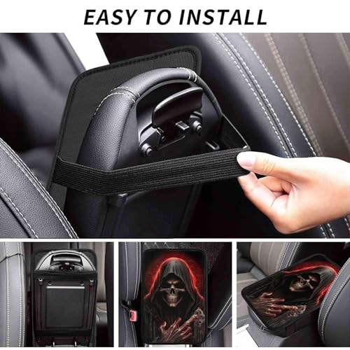 Universal Car Center Console Cushion Pad, Cool Red Skull Soft Waterproof Car Center Console Cover Auto Armrest Seat Box Cover Protector for Most Vehicle SUV Truck Car - color: Cool Red Skull