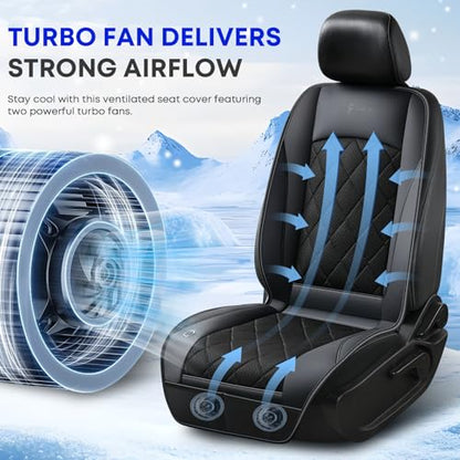 Cooling Car Seat Cover, Ventilated Seat Cushion Cooling Car Seat Pad for Summer Driving with 8 Powerful Turbo Fans Universal Fit for Car SUV Truck Van-Black - color: Black