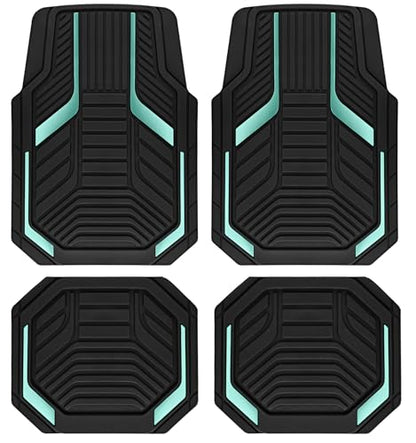 PIC AUTO Heavy Duty Rubber Floor Mats, Mint Aluminum Film Car Mats Set, Front and Rear Car Mats with Anti-Slip Backing, All Weather Protection, Trim-to-Fit for Automotive SUV, Sedan, Van - color: Mint