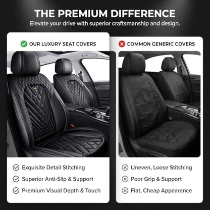 Leather Car Seat Covers for Dodge Ram 1500 2002-2026, Full Set Seat Cover Waterproof & Breathable Diamond Quilted Automotive Seat Covers, Black - size: Dodge Ram 1500 Full Set