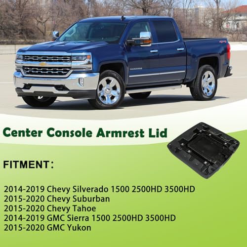 Front Seat Center Console Armrest Lid Black Compatible with 2014-2019 Chevrolet Chevy Silverado Suburban Tahoe GMC Sierra Yukon XL Replaces 22881398 - color: Black Armrest Lid