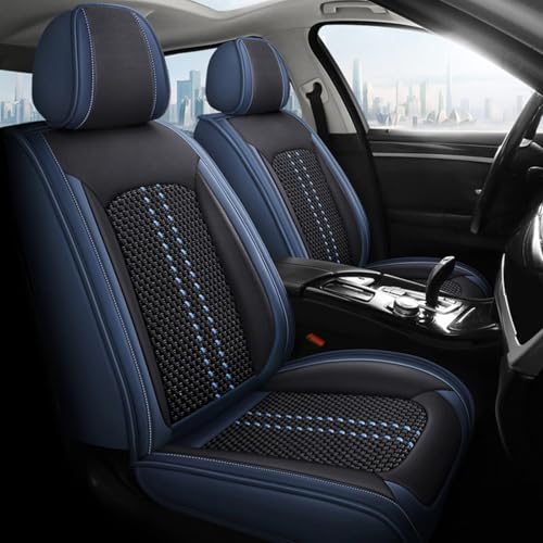 SecosAutoparts 5-Seat Car Seat Cover Full Set,Waterproof Leather Seat Covers Protector Universal Fit Most Cars Blue & Black Fit for Toyota Camry Fit for Hyundai Fit for Mercedes Benz Fit for Infiniti - color: Blue & Black