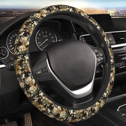 Forest Camo Neoprene Steering Wheel Cover Anti-Slip Elastic Comouflage Tree Hunting Steering Wheel Protective Cover 15in Universal Car Accessories Fit Cars, SUVs, Auto - color: Forest Camo