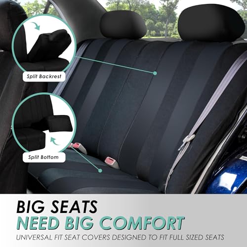 FH Group Striking Striped Car Seat Covers - Universal Fit, Washable Seat Covers for Cars, SUVs, Vans, Sedans, Black, Rear Set - color: Black, size: Rear Set