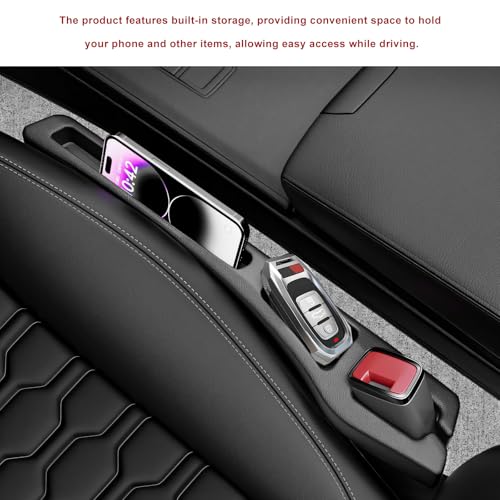 2 PCS Car Seat Gap Filler Organizer, No Drop Vehicle Seam Plug Organizer with Storage Slot, Multifunctional Console Side Gap Filler for Most Vehicles, Car Accessories (Red) - color: Red