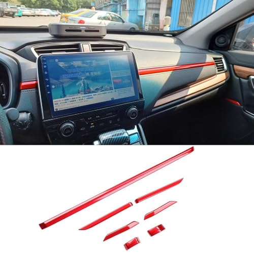 XITER 7PCS ABS Car Interior Center Consoles Instrument Panel Stickers Dashboard Cover Trims Accessories for Honda CRV 2017 2018 2019 2020 2021 2022,Red - color: Red, size: 7PCS Center Console Trim Cover