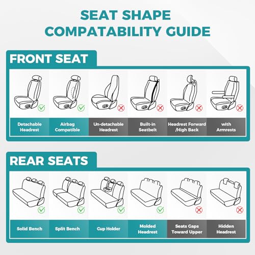 Car Seat Covers Full Set - Universal Seat Covers for Cars SUV Truck – Faux Leather Automotive Seat Covers, Breathable & Waterproof Front and Rear Seat Protectors, Fit for Most Cars-Beige - color: Beige