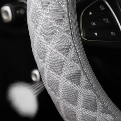 zipelo Elastic Stretch Steering Wheel Cover, Microfiber Breathable Ice Silk, Universal 15 Inch Anti-Slip Car Steering Wheel Protector, Warm in Winter and Cool in Summer, for Men and Women (Gray) - color: Gray