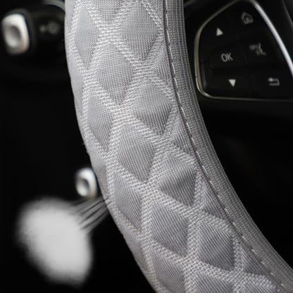 zipelo Elastic Stretch Steering Wheel Cover, Microfiber Breathable Ice Silk, Universal 15 Inch Anti-Slip Car Steering Wheel Protector, Warm in Winter and Cool in Summer, for Men and Women (Gray) - color: Gray