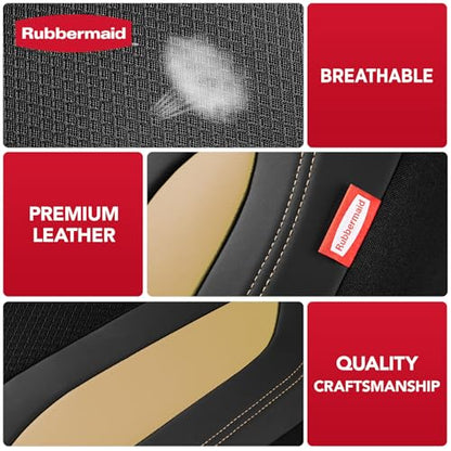 Rubbermaid Leather Mesh Car Seat Covers, Breathable Air Mesh Front Seat Cover, Universal Fit Slip-on Design, Airbag Compatible, Automotive Seat Protector for Most Cars, SUVs, Trucks, Vans-Beige - color: Beige