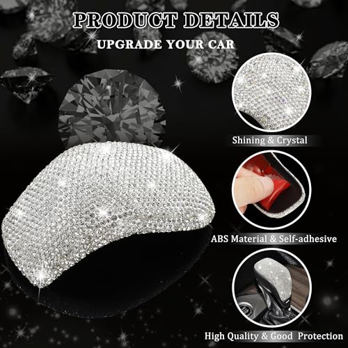TOMALL Bling Gear Shift Knob Cover Compatible with Nissan Sentra Altima 2020-2025 for Versa Kicks Shifter Panel Interior Shift Gear Lever Cover Trim Crystal Bling Decorations for Car Shiny Accessories