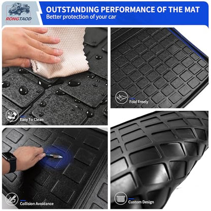 Rongtaod Cargo Mat Compatible with 2023 2024 2025 2026 Honda Pilot Trunk Mat Cargo Liner Trunk Liner TPE All Weather Back Seat Cover Protector Honda Pilot Accessories (Trunk Mat with Backrest Mat) - color: 23-26 Trunk Mat with Backrest Mat