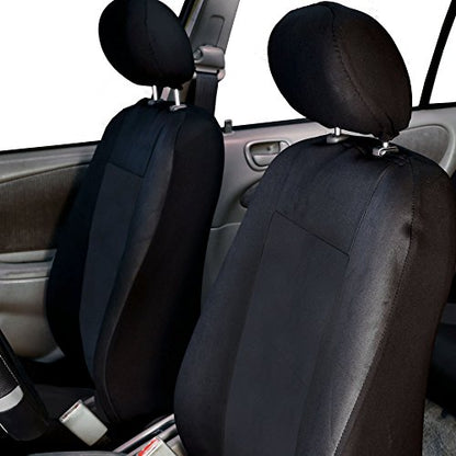 FH Group Car Seat Covers Full Set Black Neoprene - Universal Fit Waterproof Automotive Low Back Front and Solid Back Seat Cover, Washable Seat Cover for SUV, Sedan and Van - color: Solid Black