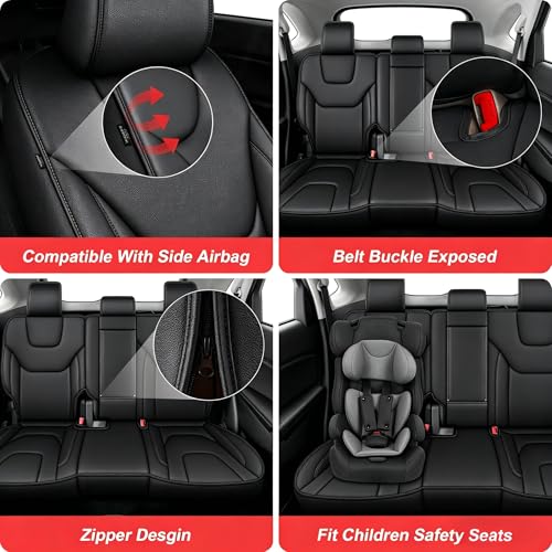 TTX LIGHTING Car Seat Covers Custom Fit for Ford Edge Seat Covers 2015 2016 2017 2018 2019 2020 2021 2022 2023 2024 Full Set Waterproof Faux Leather Cover Compatible with Airbag(5 Seat,Black) - size: 14.Edge 2015-2024 5 Seat Full Set