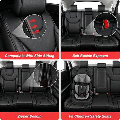 TTX LIGHTING Car Seat Covers Custom Fit for Ford Edge Seat Covers 2015 2016 2017 2018 2019 2020 2021 2022 2023 2024 Full Set Waterproof Faux Leather Cover Compatible with Airbag(5 Seat,Black) - size: 14.Edge 2015-2024 5 Seat Full Set