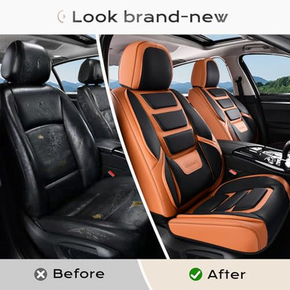 Coverado Car Seat Covers, Front Covers for Cars, Car Seat Cover Front Seats, Car Seat Protector Waterproof, Leather Car Seat Cushion, Universal Interior Covers Seat Protectors for Most Cars