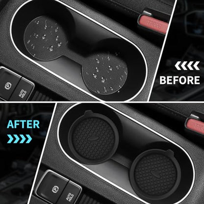ME.FAN Car Cup Holder Coasters [4 Pack] Silicone Cups Mats, Automotive Universal Non-Slip Recessed Interior Accessories Black - color: 4 Pack-black