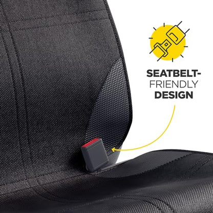 Car Seat Protector for Baby and Child – Non-Slip, Thick Padded Cover with 2 Mesh Pockets – 1 Pack - color: Black - 2 Pocket