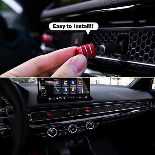 Compatible with Honda Civic 2022-2026 Center Consoles Air Vent Shift Knob Cover A/C Wind Outlet Lever Decoration Trims 4PCS for 11th Gen Civic, 2023-2026 CR-V (Red)