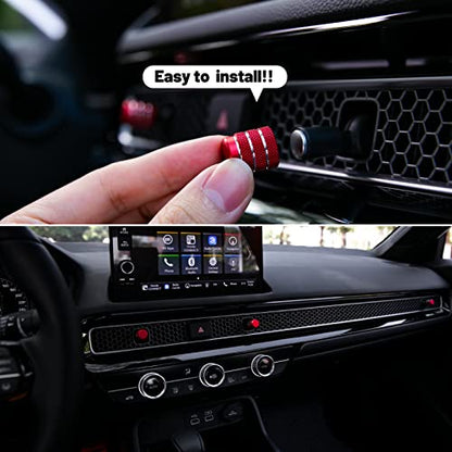 Compatible with Honda Civic 2022-2026 Center Consoles Air Vent Shift Knob Cover A/C Wind Outlet Lever Decoration Trims 4PCS for 11th Gen Civic, 2023-2026 CR-V (Red)