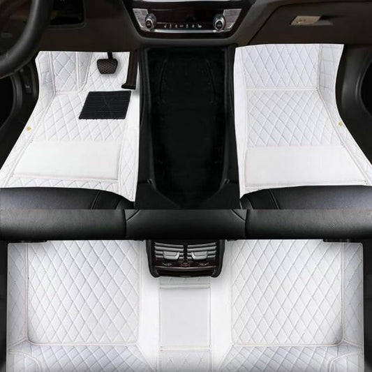 TAHALICustom Colors Car Floor Mats Black Pink for 99.9% Sedan SUV Sports， All-Weather Liners Car Floor mat，Luxury Leather Automotive Floor Mats (White-,3D Floor Mats) - color: White-