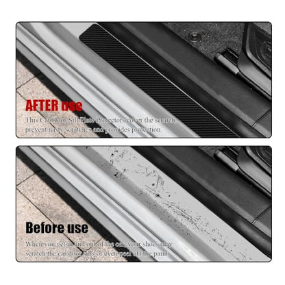 4PCS Car Door Sill Protector, Car Door Edge Guards, Carbon Fiber Wrap Film, Interior Decoration Anti-Scratch Threshold Strips Universal for Most Vehicles