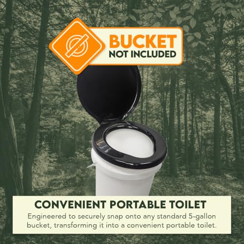SE Portable Black Plastic Toilet Seat Lids, Fits a 5 Gallon Bucket, Great for Camping, Outdoor Activities, or for Emergencies