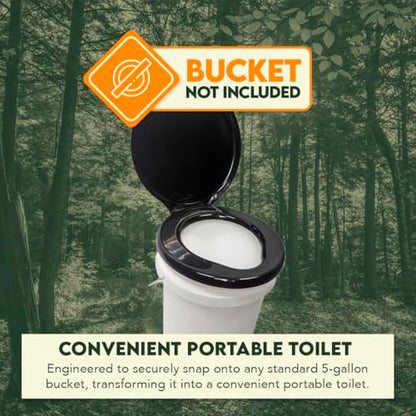 SE Portable Black Plastic Toilet Seat Lids, Fits a 5 Gallon Bucket, Great for Camping, Outdoor Activities, or for Emergencies