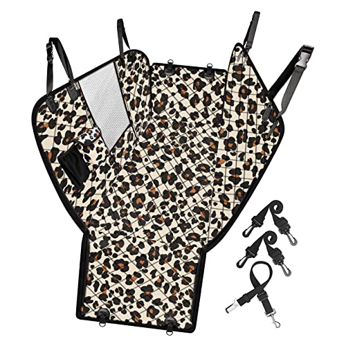Dog Car Seat Cover, Waterproof Nonslip Pet Seat Cover for Back Seat with Storage Pockets Mesh Visual Window, Heavy Duty Scratchproof Pet Dog Seat Cover Hammock for Cars Trucks and SUVs