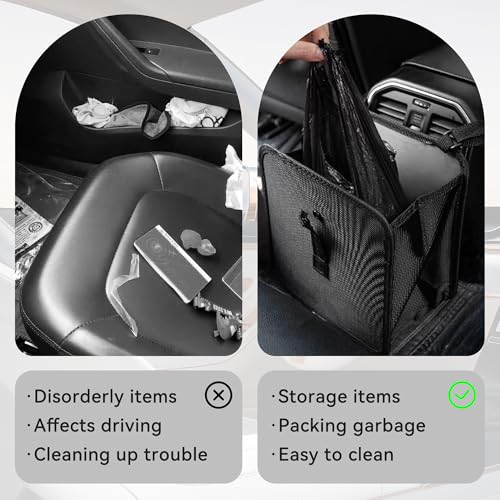 Car Trash Can, Oxford Cloth Foldable Car Trash Bin Hanging, 1.85 Gallon Capacity Garbage Bag Organizer, Leak-Proof Waterproof Auto Storage Container (Medium)