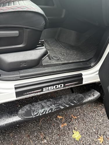 Car Door Sill Protectors Compatible with Dodge RAM 2500 Accessories- 4Pcs Door Entry Guard Scuff Sill Protector Plate- Carbon Fiber Anti-Scratch Sticker- Upgraded Full Coverage