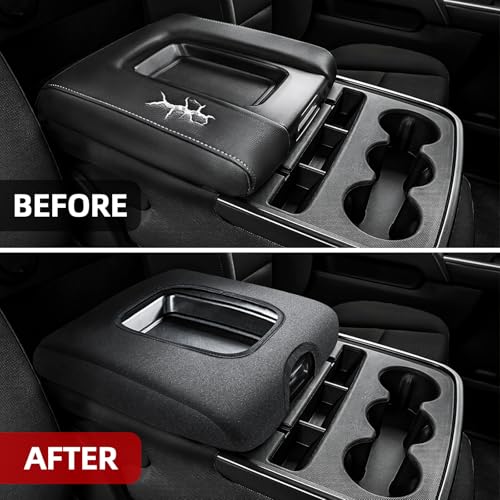 Center Console Cover Compatible with Chevy Silverado 2014 2015 2016 2017 2018 with 40/20/40 Jump Seat Console, Armrest Cover Protector for Middle Console, Car Accessories