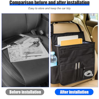 Car Front Seat Organizer, Multi-Pocket Vehicle Hanging Passenger Back Seat Storage Bag with Adjustable Straps, Automotive Interior Storage Organizer, Universal for SUV RV Truck