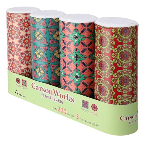 Carson Works Car Tissues Holder 4 Packs Round Car Tissues Cylinder Fit for Car Cup Holder, Home Small Tissue Dispenser with Facial Tissues for Travel Car Bathroom Office - color: Ct-2