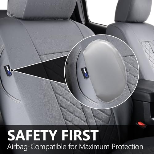 Truckiipa Tacoma Leather Seat Covers Front Pickup Truck Seat Covers Custom Fit for 2005-2015 Toyota Tacoma Double Crew Cab, Front Pair, Gray - color: Front Pair/Gray, size: Tacoma 2005-2015
