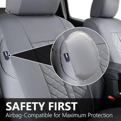 Truckiipa Tacoma Leather Seat Covers Front Pickup Truck Seat Covers Custom Fit for 2005-2015 Toyota Tacoma Double Crew Cab, Front Pair, Gray - color: Front Pair/Gray, size: Tacoma 2005-2015