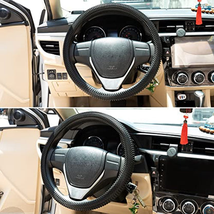 Steering Wheel Cover Black - Massage Grip Silicone Steering Wheel Covers Anti-Slip Universal Car Steering Wheel Cover for Men Women Driving Fatigue Relieving Fits 14-15 Inch