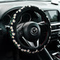 Embroidered Cute Daisy Black Steering Wheel Cover,Flower Steering Wheel Cover Protector for Women,Universal Fit Most Cars -15 inch - color: Black