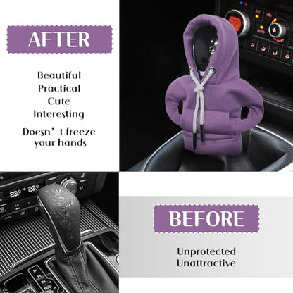 vvag Gear Shift Hoodie, Hoodie Car Gear Shift Cover, Car Shift Knob Hoodie, Automotive Interior Accessories, Universal Fit Knob Cover Gift (Purple) - color: Purple