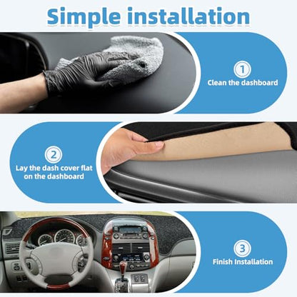 Dash Cover Mat for Toyota Sienna 2004 2005 2006 2007 2008 2009 2010 Non-Slip Dashboard Cover Mat Sunshade UV Rays Protector Interior Accessories - size: Sienna 2004-2010