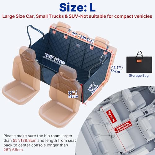 Convertible Back Seat Extender for Dogs, Foldable 400lbs Hard Bottom Dog Car Seat Cover for Back Seat, Waterproof Dog Hammock Bed Backseat Cover for Dogs in Car SUV Truck Pet Seat Cover Black L - size: L