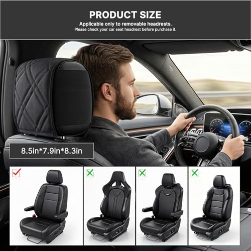 headrest Covers for Cars: Full Wrap-Around Elasticity Fit Anti-Scratch Protector - Waterproof Oxford Cloth Material - for Most Cars & SUVs Seat Headrest Accessories - 2 pcs - size: Headrest Covers Fit for Cars & SUVs and Trucks